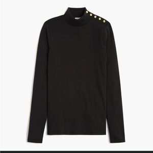 J. Crew Mock Turtle Neck‎ Gold Blouse Top size   Black
